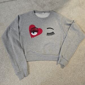 Chiara Ferraagni lirting heart crop sweatshirt Size S Made In Italy